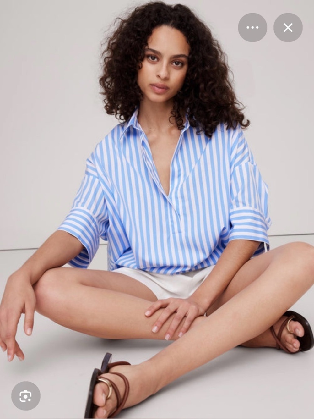 NWOT Banana Republic Oversized Piplin striped Top Sz XXL.